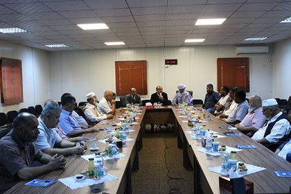 An interview meeting between a delegation from the city of Ghat and members of the Municipal Council and the Council of Notables and Elders of Misurata