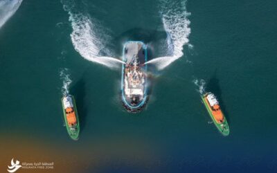 احتفالية المنطقة الحرة بمصراتة بانضمام زوارق الارشاد ”العامر“ و ”العقلة“ إلى اسطولها البحري