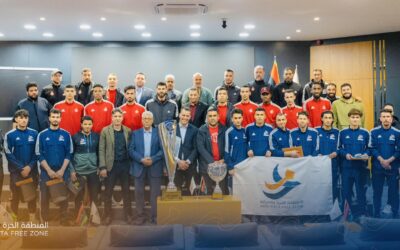 حفل تكريم فريق المنطقة الحرة بمصراتة ابطال بطولة الشركات العربية والفريق الاول لنادي السويحلي أبطال الدوري الليببي